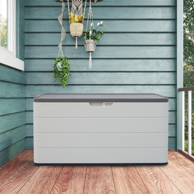 Outdoor 45.7'' W Water Resistant Plastic Lockable Deck Box, White