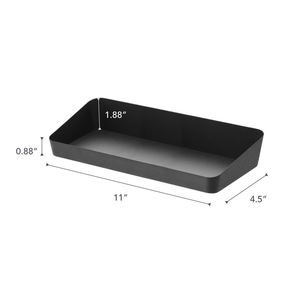 Yamazaki Home Sloped Steel Vanity Tray, Black, 2" H x 11.8" W x 5.3" D