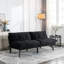 Lit convertible noir, 2 places modernes avec accoudoirs réglables et housse douce et lisse, convient aux petits appartements, pliant avec limite de poids de 800 lb, 2 pour les espaces, les réglages, le style, la taille simple, la capacité-1802072449