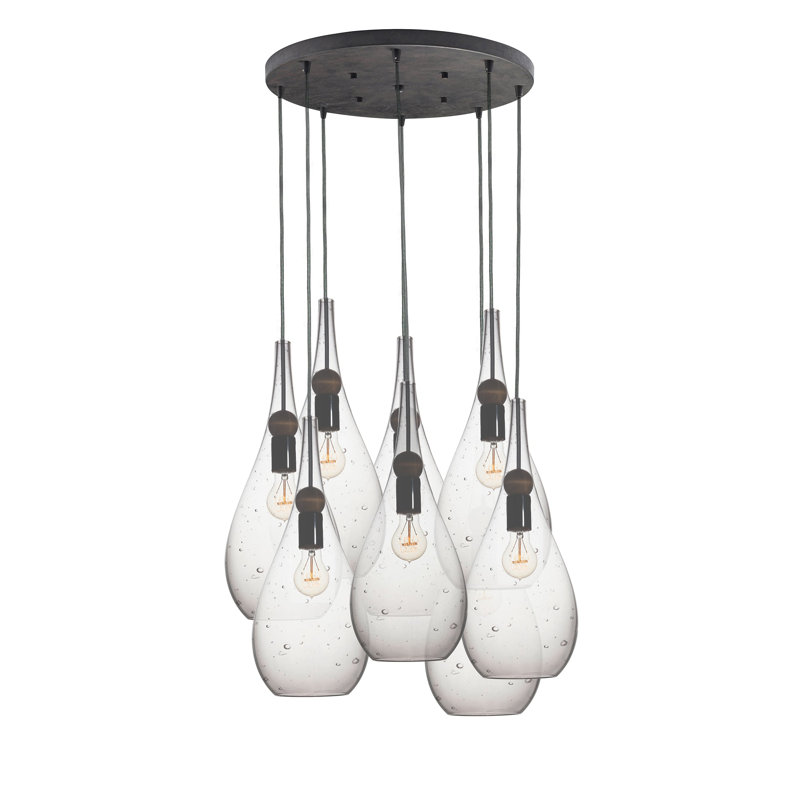 Earth 8 - Light Chandelier, Seeded Glass, Brass, 96" H x 24" W x 24" D