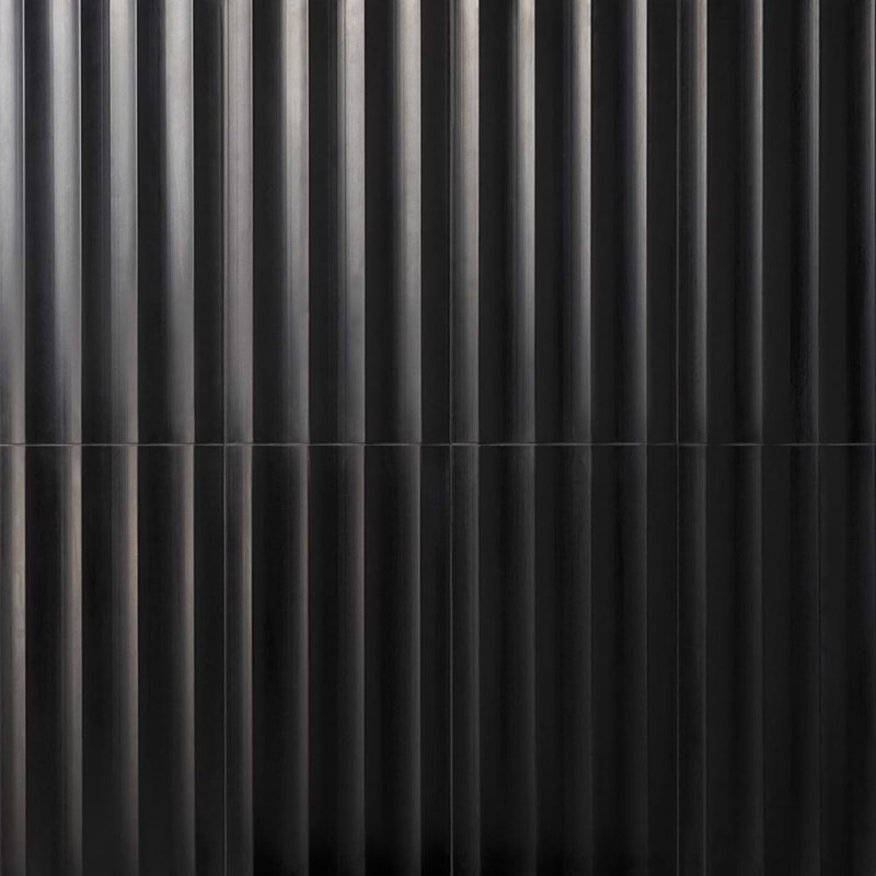 Stonework Black Jade 12x24 Marble Tile, Fluted 3D Honed