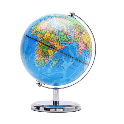 Exerz World Globe Political Map - Educational Globes Geographic - Stainless Steel Arc And Base - School Home