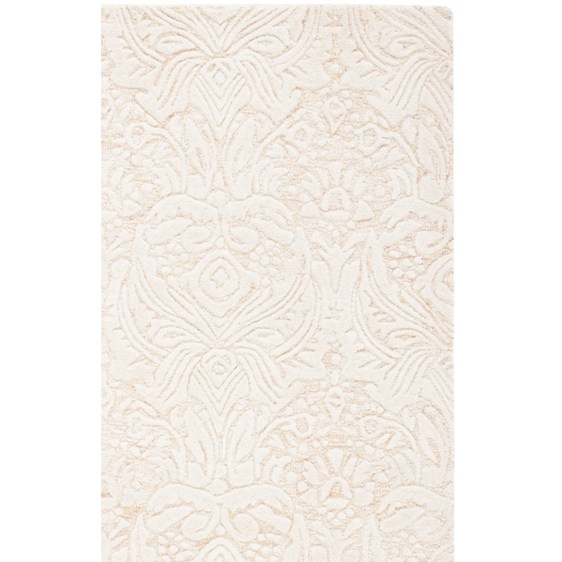 Tapis damassé en laine et en coton touffeté à la main Dunlow, Carré 6 pi