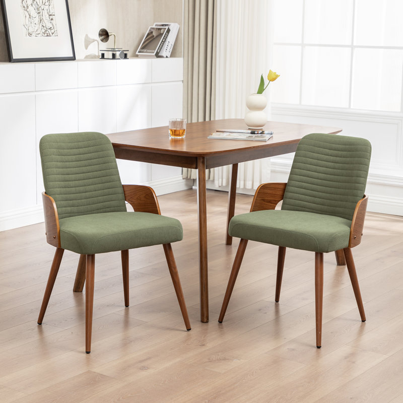 Chaise rembourrée Carman, Velours côtelé vert