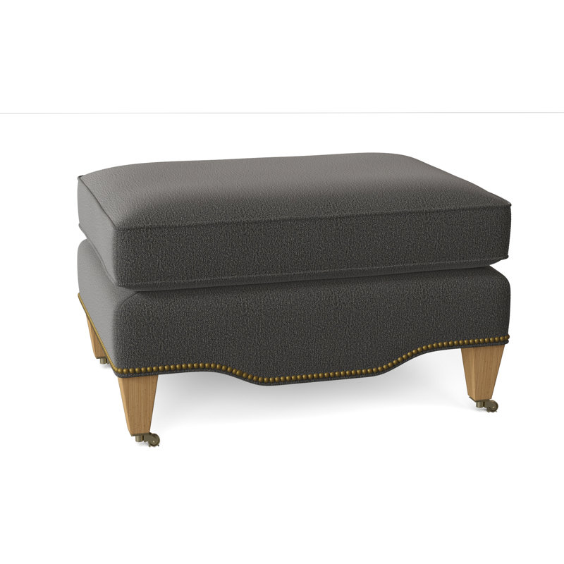 Gideon Ottoman, Venice Linen, Amber, Antique Brass Small