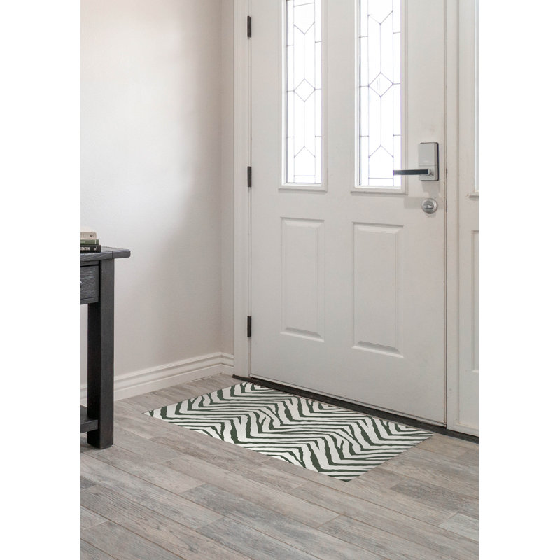 Zebra Stripe Chimi Indoor Doormat, 24" W x 36" L, Green