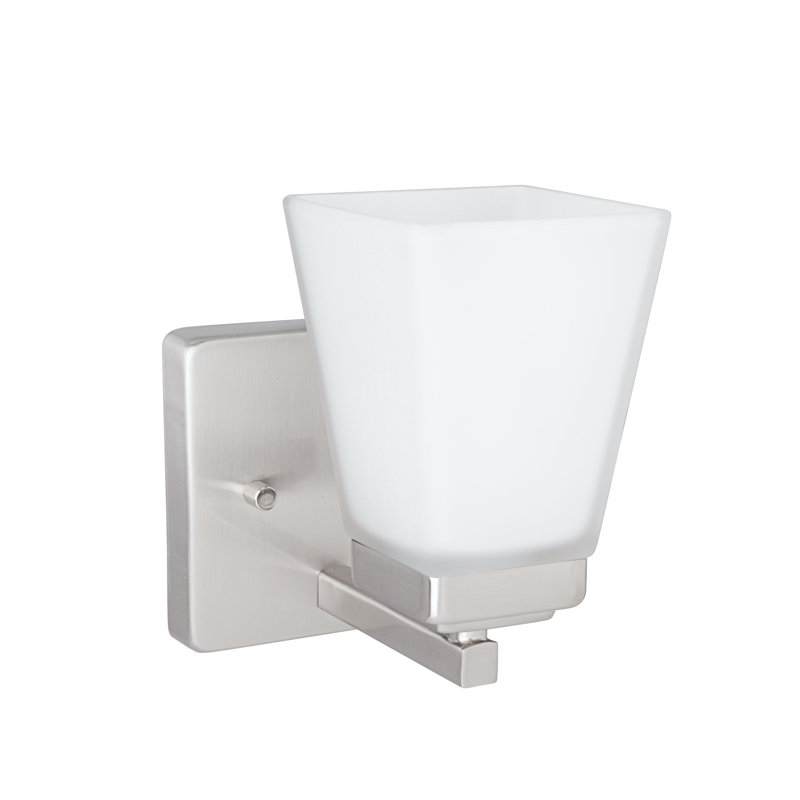 Applique murale 1 lumière pour salle de bain en nickel satiné