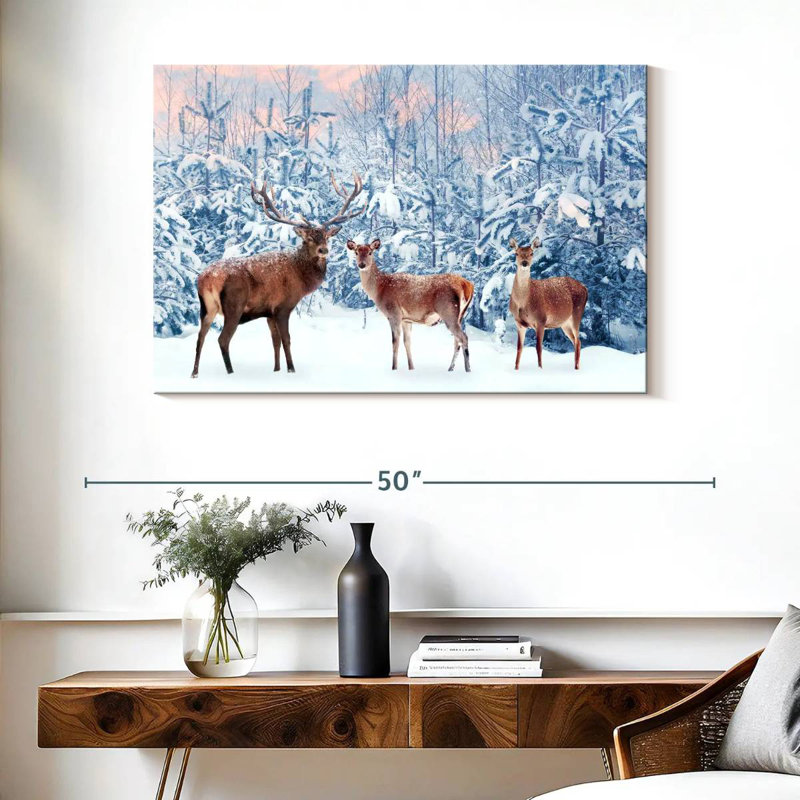 Brampt Deer In Winter, 26" H x 39" W