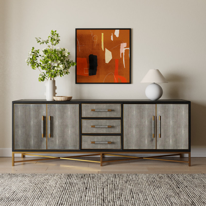 Meera 100" Sideboard, Gray/Gold
