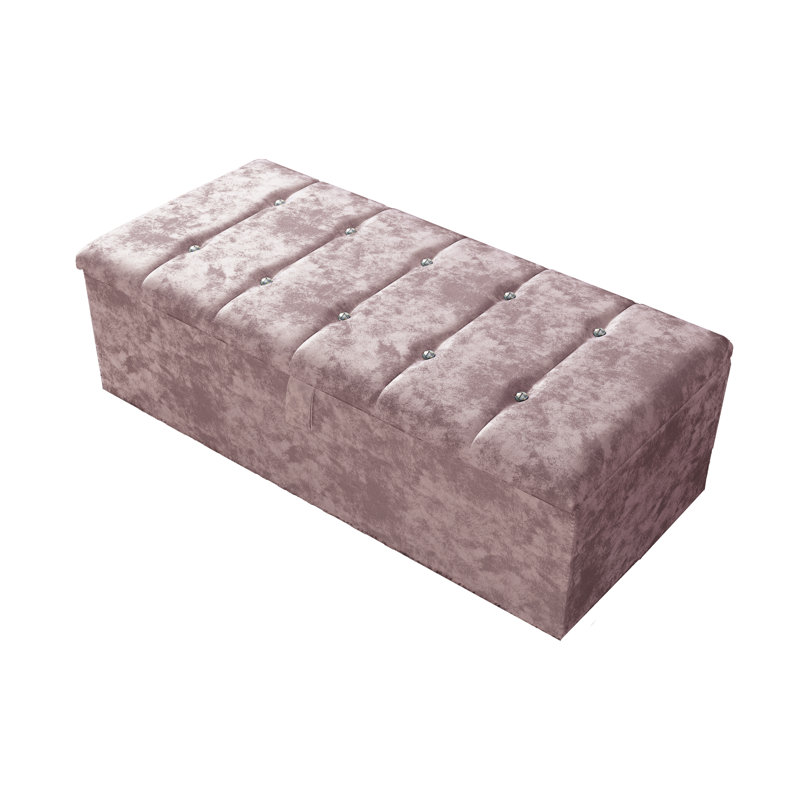 Akyiah 102cm Wide Tufted Rectangle Striped Standard Ottoman with Storage, Pink