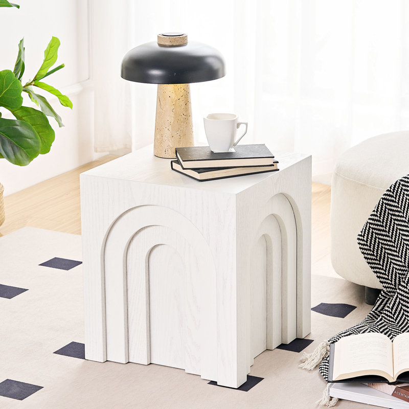 15.74" Square MDF End Table, White