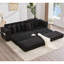 Canapé modulaire en L 110,75 po, canapé modulaire en velours côtelé, avec repose-pieds mobile, porte-gobelets, 8 coussins décoratifs, poche latérale, déplier dans un lit-575755464