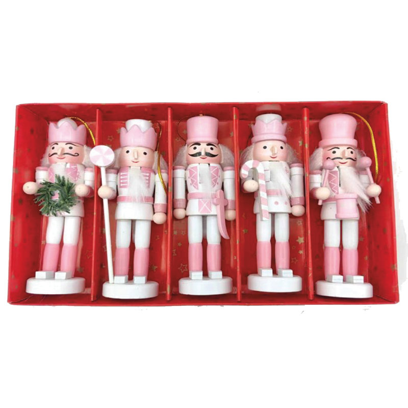 Casse-noisettes roses et blanches 5 po, ensemble de 5