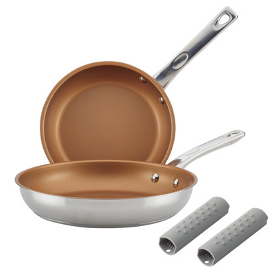 Farberware Ayesha Home Stainless Steel 4-Piece Non-Stick Skillet Set