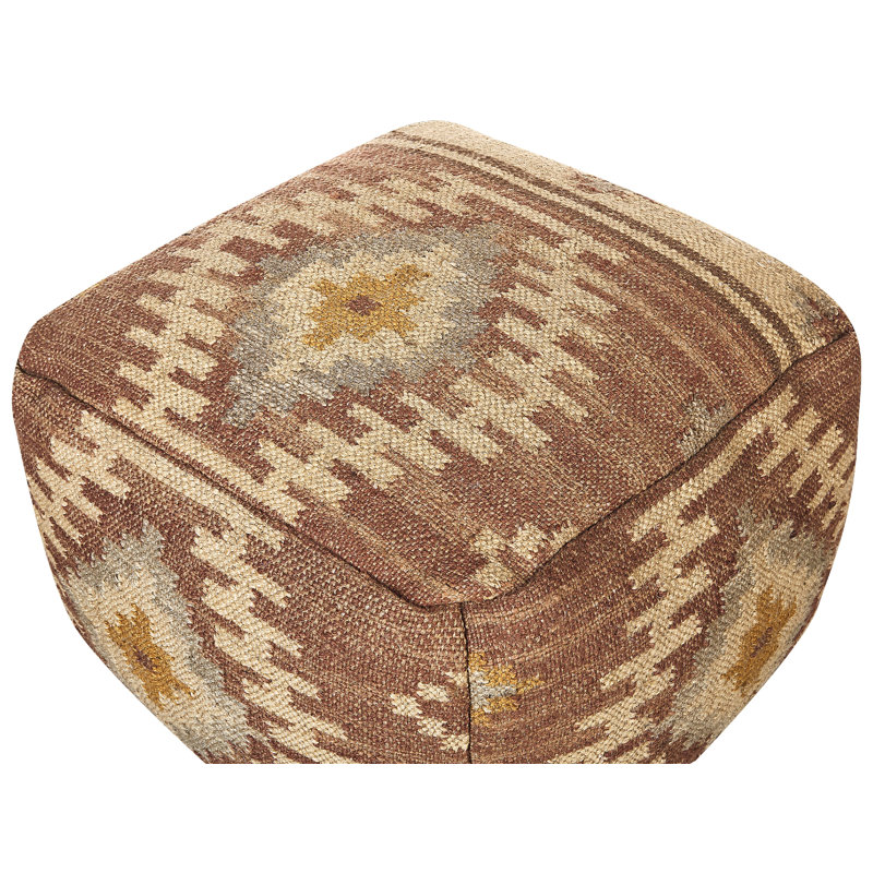 Eutropios 51cm Wide Square Geometric Pouffe Ottoman