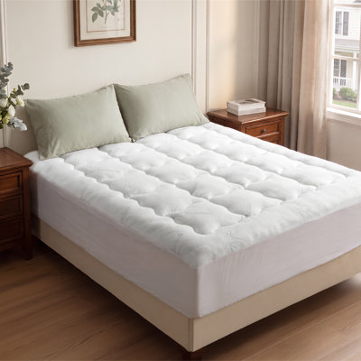 Surmatelas pleine grandeur - Viscose fabriquée à partir de bambou avec surmatelas pour soulager les maux de dos - Naturellement rafraîchissant pour les dormeurs chauds - blanc