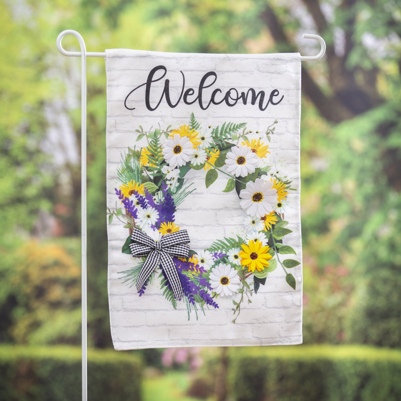 Drapeau de jardin en polyester 18 x 12,5 Daisy Wreath