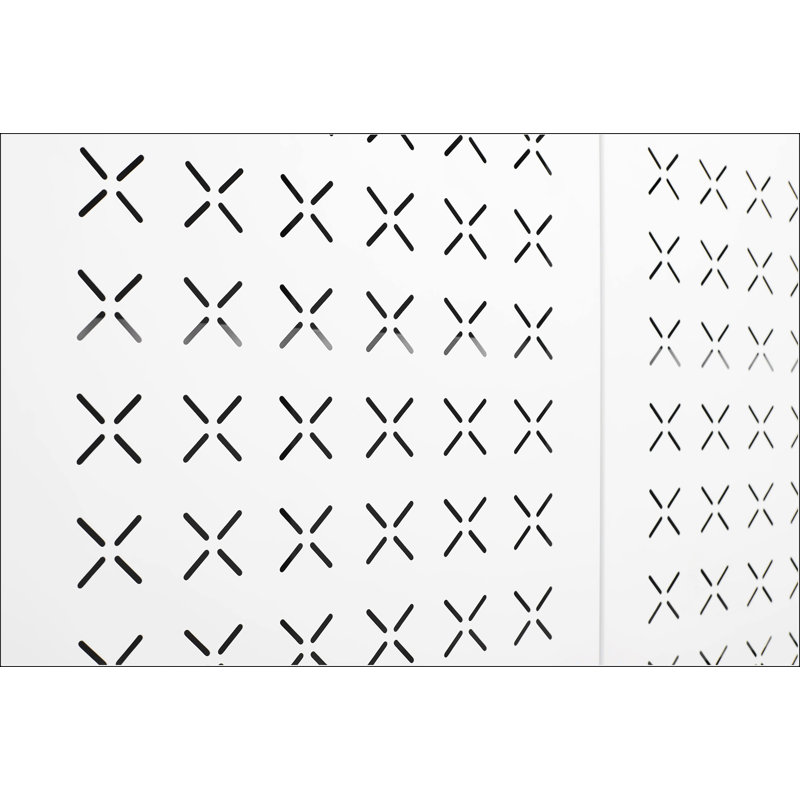 Grid Double Door Shoe Cabinet, White