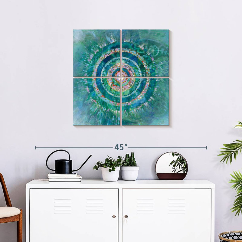 Mandala bleu sarcelle et océan, H 26 po x l 26 po
