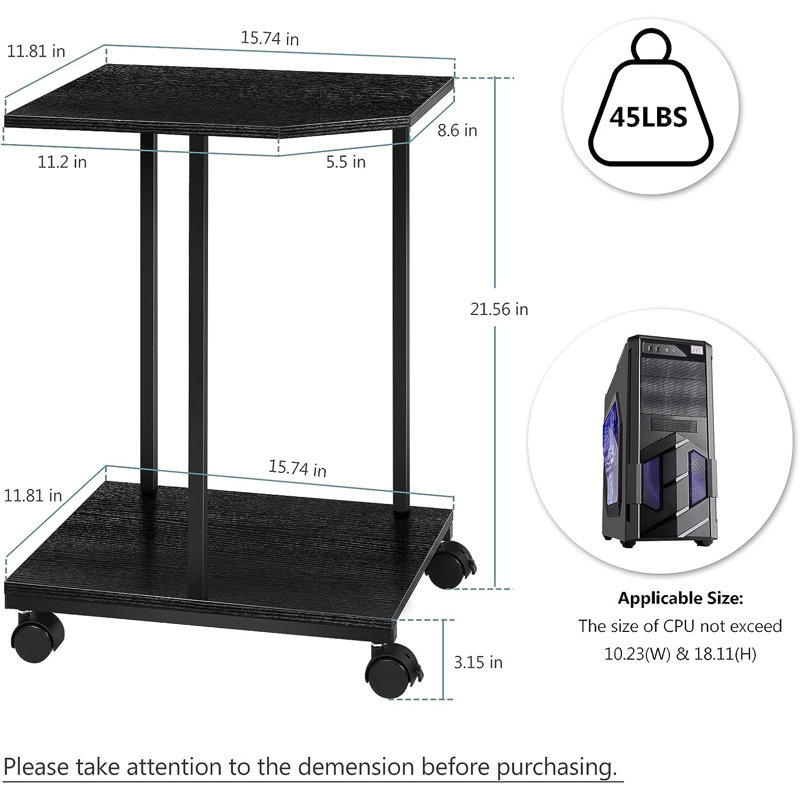 Chariot H 21,65 x l 15,74, Noir