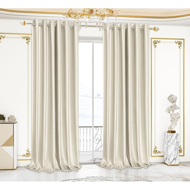 Blackout Curtain Pair, 46cm Width x 54cm Drop, Cream