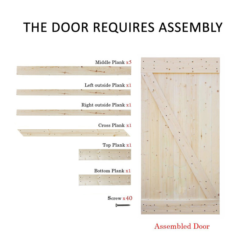 84'' Unfinished Natural Wood Classic Barn Door Slab