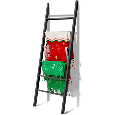 Latitude Run® Wood Blanket Ladder, Rustic Towel Quilt Throw