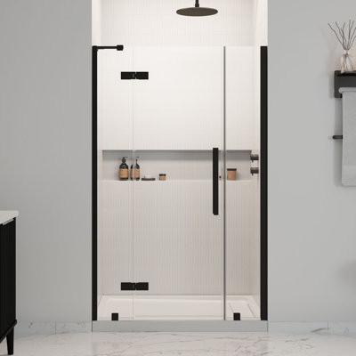 OVE Decors Tampa Alcove Frameless Pivot Hinge Shower Door Kit With Base Pan, 2025