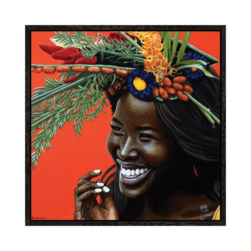 Nature Child by Christian Beijer - Painting on Canvas, Black Framed, 45.72cm H x 45.72cm W x 3.81cm D
