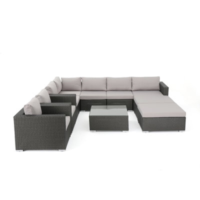 Jossif 10 Piece Sectional Seating Group with Cushions by Ebern Designs