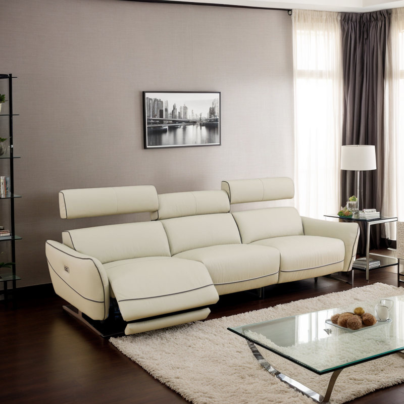 Ensemble de canapé inclinable de salon en cuir fleur et en cuir l 114,5 po 3 pièces