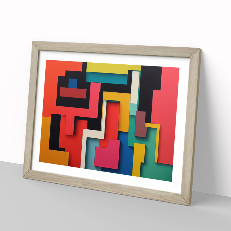 Abstract Block Colour Vol.1 - Framed Print, 34cm H x 46cm W x 2cm D, Oak