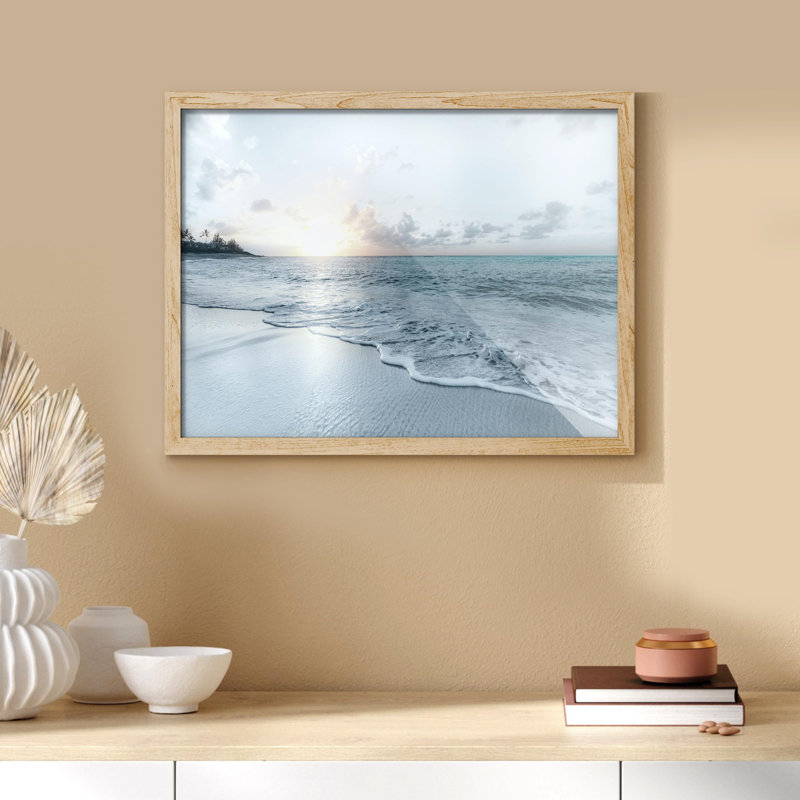 «Sunrise Duotone Blue Orange Ocean Wave Beach Shore Nautical Marine Life» sur papier, Naturel, H 8 po x l 10 po