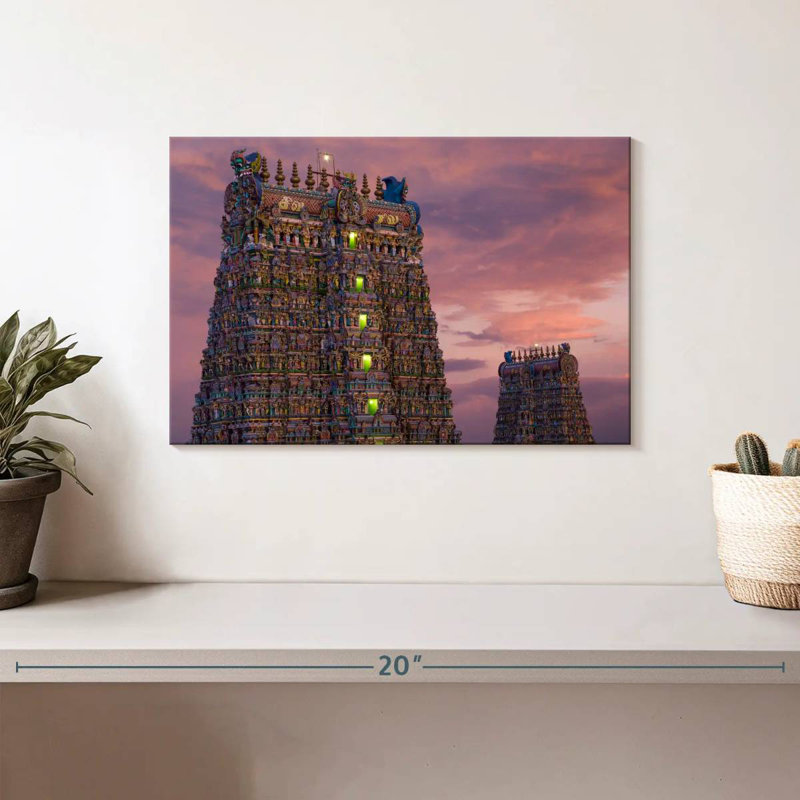 Temple Adella Meenakshi, crépuscule, H 8 po x l 12 po