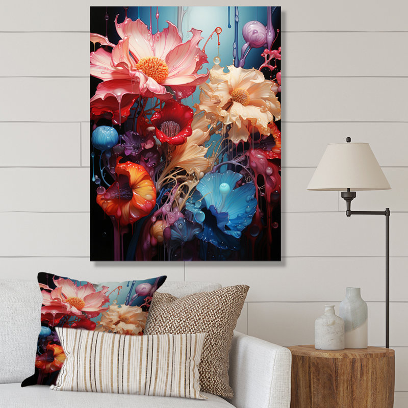 Abstractions florales, botaniques sur toile, H 40 po x l 30 po x P 1,5 po, Toile tendue