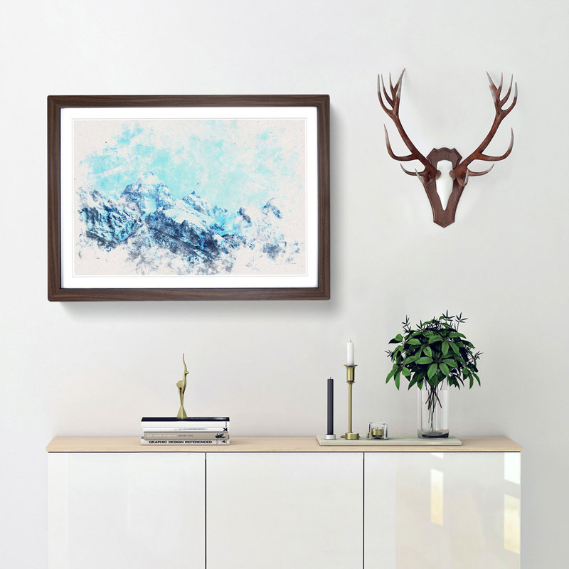 Mountain Blues - Picture Frame Graphic Art Print, 62cm H x 87cm W x 2cm D, Walnut Framed