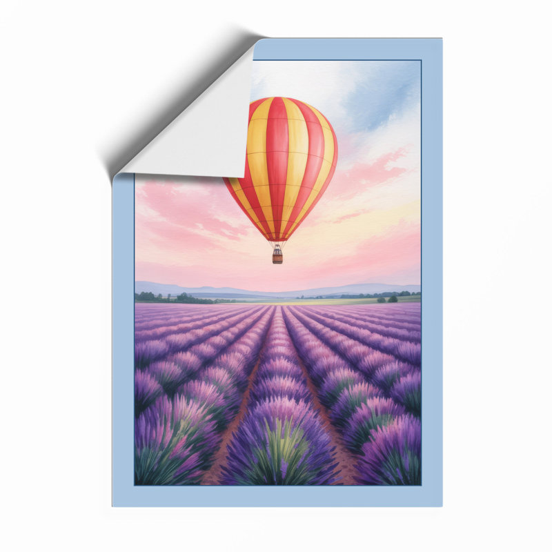 Balloon Over Lavender Boho - Framed Print, A4 - 29.7 x 21.0 cm, Unframed