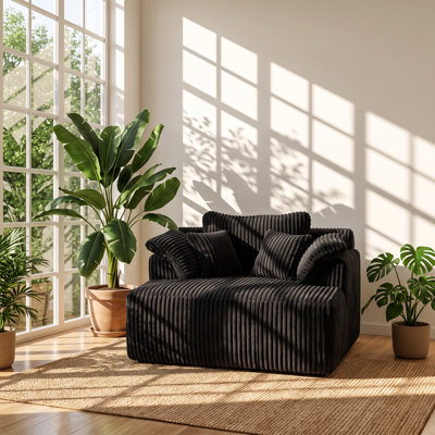 LY Furniture 59.5" W x 46.5" D x 26.8" H Corduroy Upholstered Boneless Chaise Lounge Chair