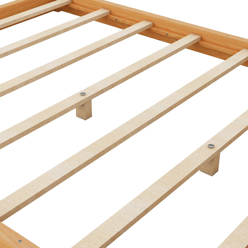 Grand lit à baldaquin naturel avec pieds de soutien - structure en bois de pin stable, configuration de matelas frais, baldaquin élégant, plateforme avec effet de refroidissement sous le lit, look de chambre à coucher moderne, air personnalisé