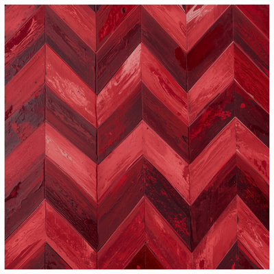 Red Chevron Wood Texture Bath Mat