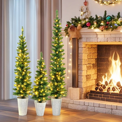 Ensemble de 3 arbres de Noël artificiels illuminés 3 4 5 pi The Holiday Aisle®