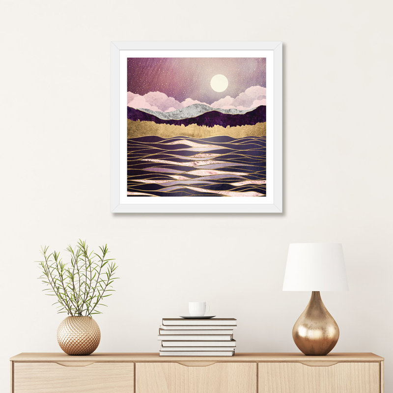 Ondes lunaires - impression, H 24 po x l 24 po x p 1 po, Encadré par un papier blanc