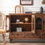 Buffet en bois massif brun et verre