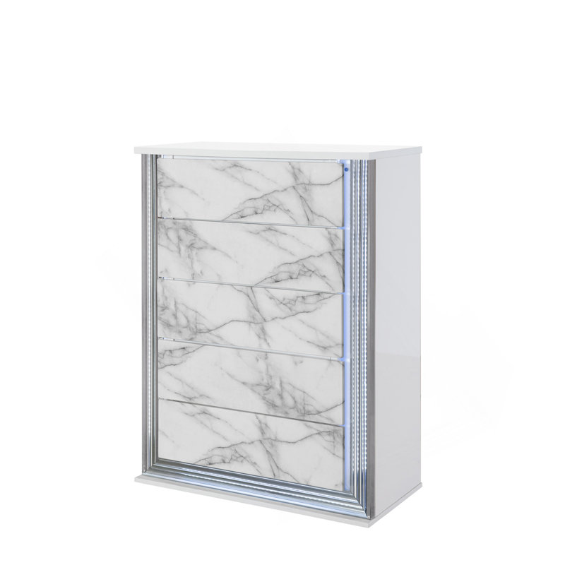 MOON WHITE MARBLE CHEST WITH LED