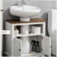 Meuble-lavabo de style rustique avec armoire de rangement à double porte, meuble-lavabo bas avec tablettes de rangement