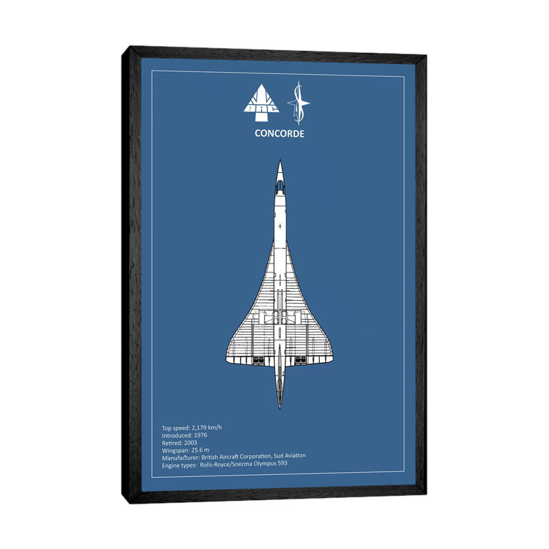 BAE Concorde by Mark Rogan - Print on Canvas, 101.6 cm H x 66.04 cm W, Black Framed