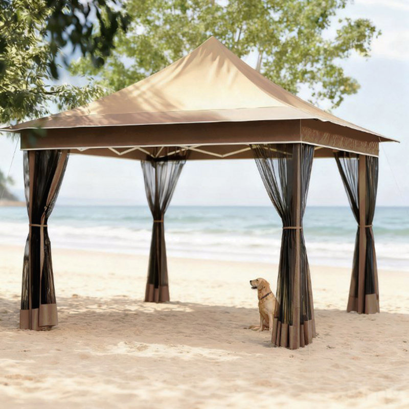 Gazebo, Mosquito Net For Garden Use With Carry Bag, Beige