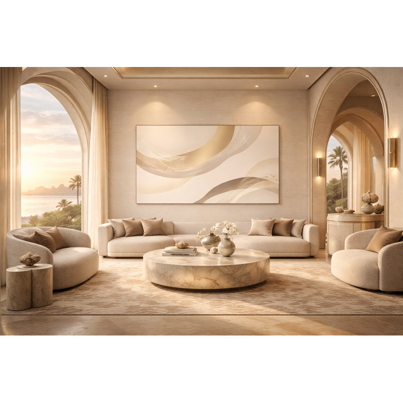 Gilded Current Framed Canvas Wall Art by Kasian Art Studio - White Frame, Black