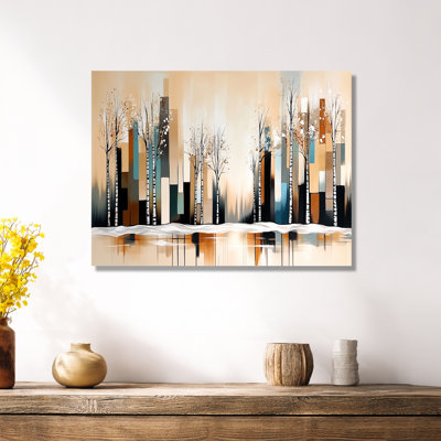 Hiver, art mural en métal - Forêt de bouleaux dans la neige I, impression sur métal Nature