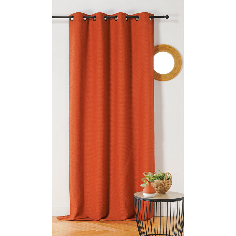 Aiyaan 77% Coton 22% Lin 1% Polyamide Semi Sheer Curtain Single Panel, Orange